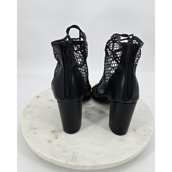 Lulu's Black Mesh Lace-Up Peep Toe Booties - Picture 4 of 5